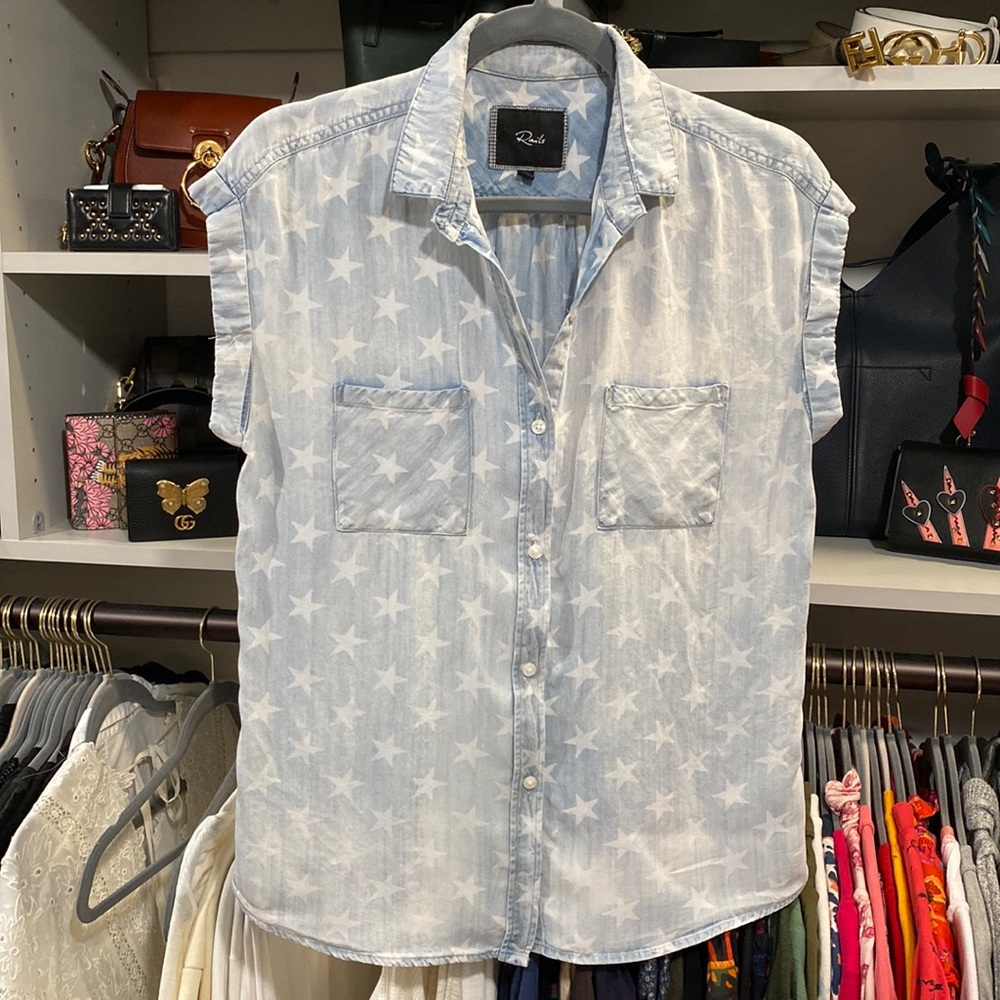 Rails Chambray Sleeveless Whitney Top Stars XS